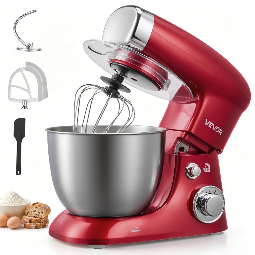 VEVOR 4.2 Qt Tilt Head Stand Mixer 400W Electric Dough Mixer, 6 Speeds Food Kitchen Mixer with Stainless Steel Bowl