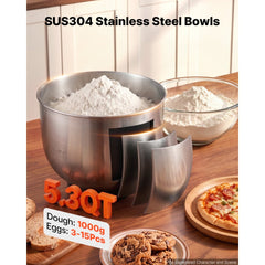 VEVOR 5.3 Qt Tilt Head Stand Mixer 400W Electric Dough Mixer, 10 Speeds Food Kitchen Mixer with Stainless Steel Bowl