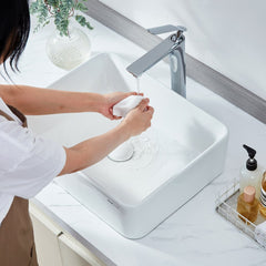 VEVOR Rectangle Vessel Sink, 19" x 14.7" Bathroom Vessel Sink Countertop, White Ceramic Bathroom Sinks Above Counter