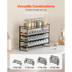 VEVOR Detachable Spice Rack Organizer for Cabinet, 4 Tie Stackable Seasoning Organizer, Spice Jars Kitchen Storage for