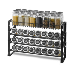 VEVOR Detachable Spice Rack Organizer for Cabinet, 4 Tie Stackable Seasoning Organizer, Spice Jars Kitchen Storage for