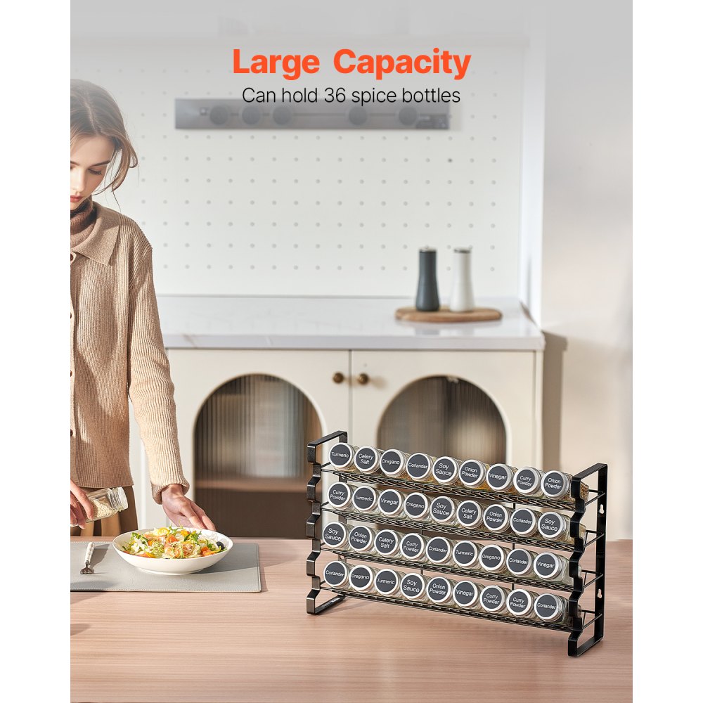 VEVOR Spice Rack Organizer for Cabinet, Spice Organizer with 36 Empty Spice Jars, Lids, Spice Labels, and Funnel