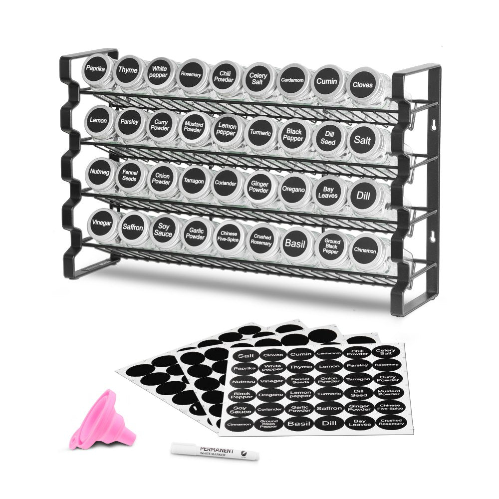 VEVOR Spice Rack Organizer for Cabinet, Spice Organizer with 36 Empty Spice Jars, Lids, Spice Labels, and Funnel