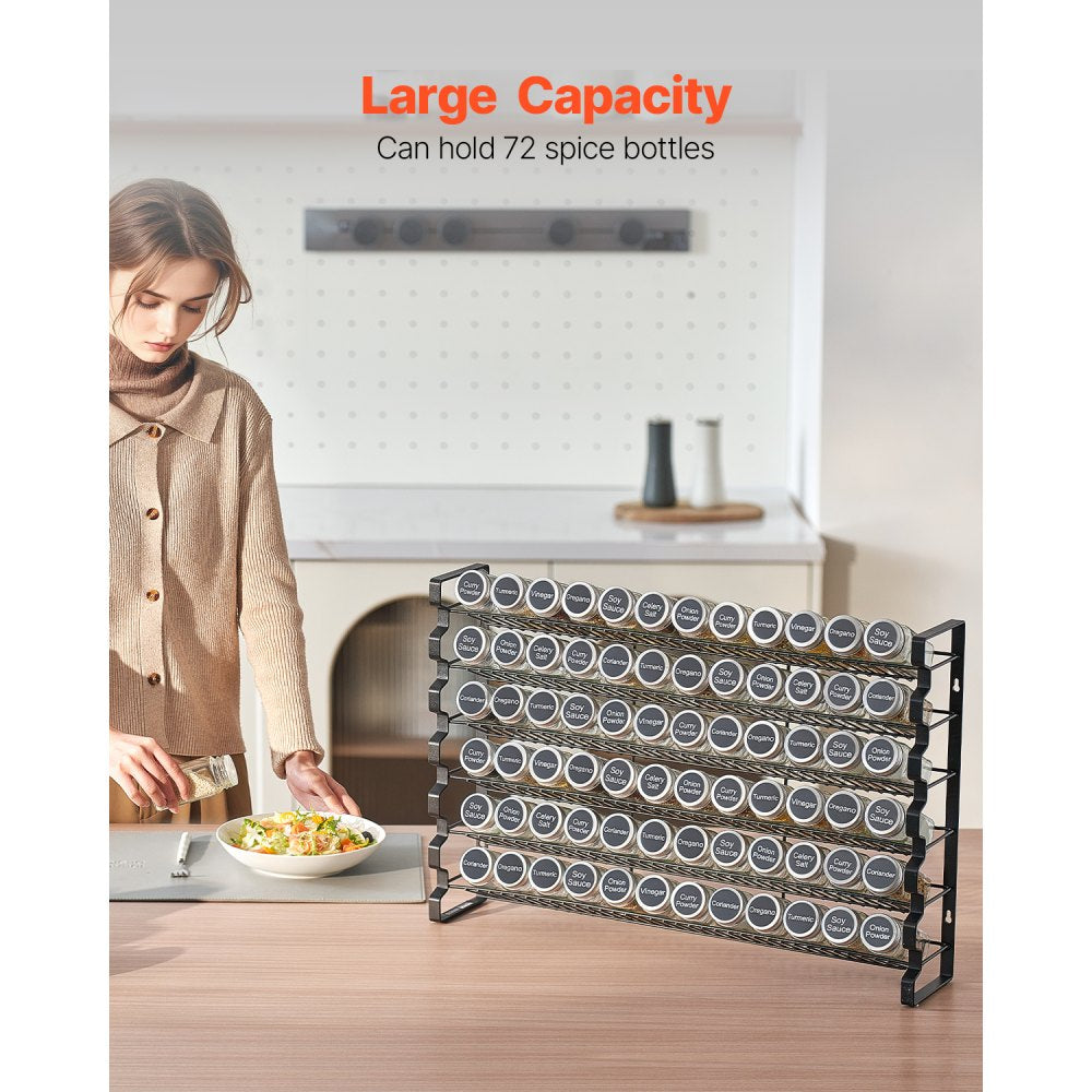 VEVOR Spice Rack Organizer for Cabinet, Spice Organizer with 72 Empty Spice Jars, Lids, Spice Labels, and Funnel