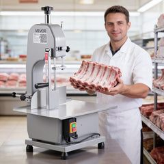 VEVOR Commercial Electric Meat Bandsaw, 650W Stainless Steel Countertop Meat Sawing Machine, Workbench 12.4" x 18.1"