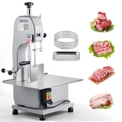 VEVOR Commercial Electric Meat Bandsaw, 650W Stainless Steel Countertop Meat Sawing Machine, Workbench 12.4" x 18.1"