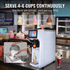 VEVOR Commercial Ice Cream Machine, 10.6 QT/H Yield, 1000W Single Flavor Countertop Soft Serve Ice Cream Maker, 4L