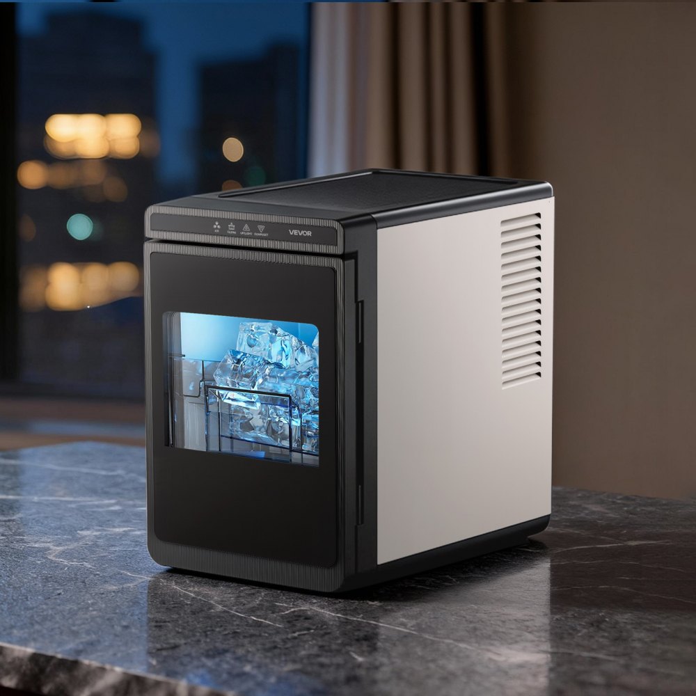 VEVOR Countertop Ice Maker, 22 lbs per Day, Self-Cleaning Portable Machine with Tong, Drawer-Style Ice Access