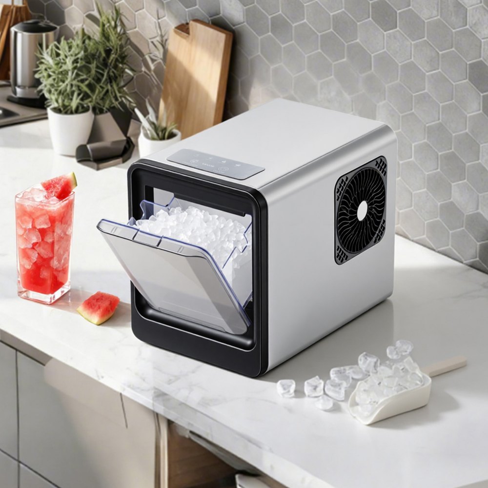VEVOR Countertop Ice Maker, 33 lbs per Day, Self-Cleaning Portable Machine with Scoop, Drawer-Style Ice Access, Nugget