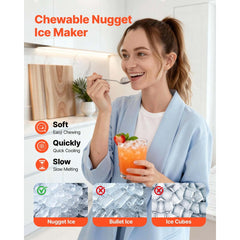 VEVOR Countertop Ice Maker, 44 lbs per Day, Self-Cleaning Portable Machine with Scoop, 4 lbs Ice-Storage Basket, Nugget