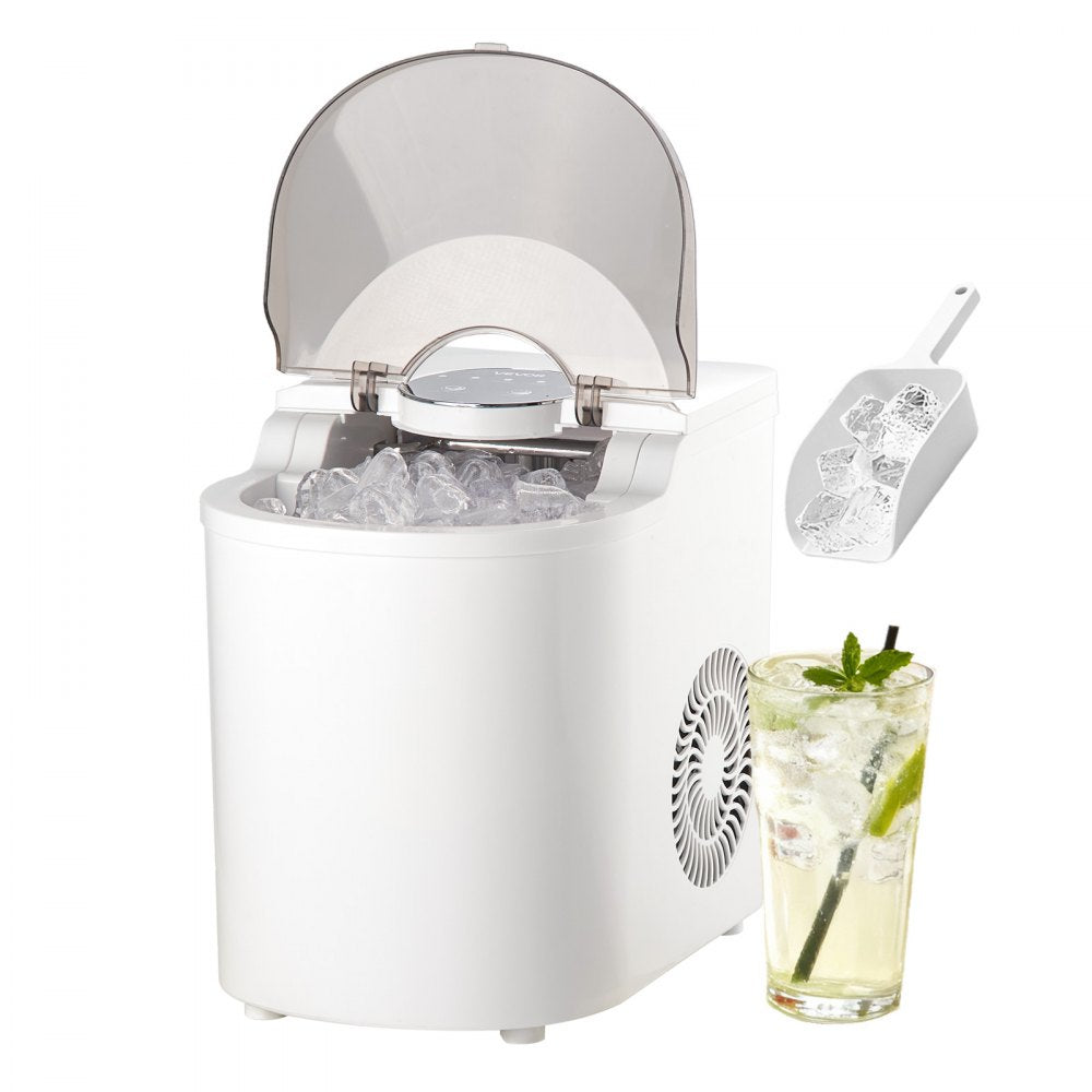 VEVOR Countertop Ice Maker, 7 Cubes Ready in 6 Mins, 26 lbs per Day, Self-Cleaning Portable Machine with Ice Scoop