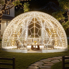 VEVOR Garden Dome Igloo, 15 x 9.5 ft Outdoor Clear Bubble Tent for 10-14 Person, Weatherproof Geodesic Dome Greenhouse