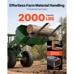 VEVOR Pallet Forks, 2000 lbs Clamp on Pallet Forks, 43-Inch Total Length Heavy-Duty Tractor Fork with Adjustable