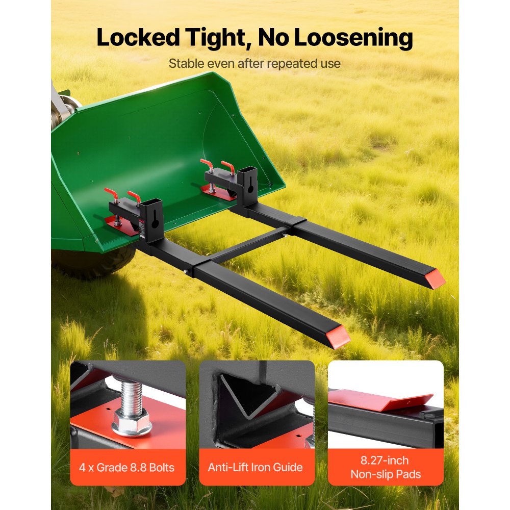 VEVOR Pallet Forks, 4000 lbs Clamp on Pallet Forks, 60-Inch Total Length Heavy-Duty Tractor Fork with Adjustable
