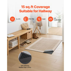 VEVOR Rug Pad 3 x 5 ft, Non-slip Carpet Area Pad, Rug Mat Padding with Dual Surface Felt Cushion & Rubber Gripper
