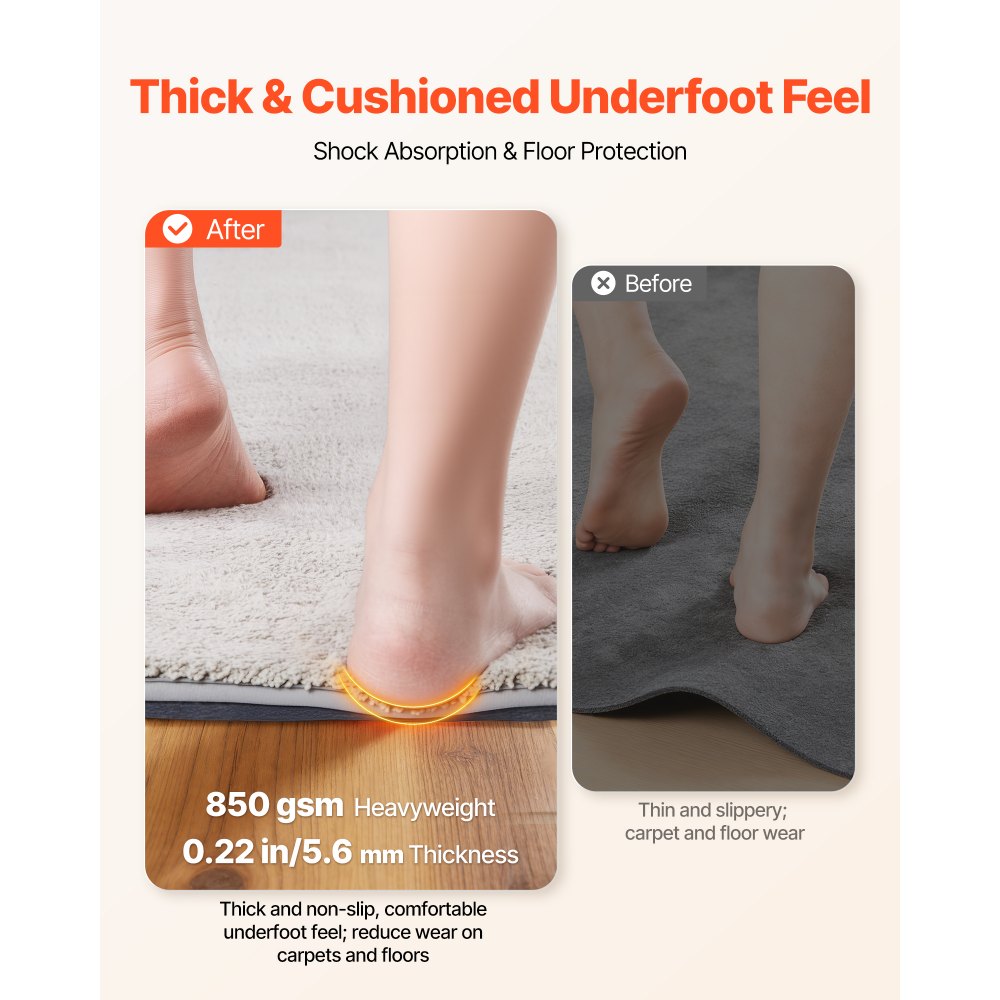 VEVOR Rug Pad 8 x 5 ft, Non-slip Carpet Area Pad, Rug Mat Padding with Dual Surface Felt Cushion & Rubber Gripper