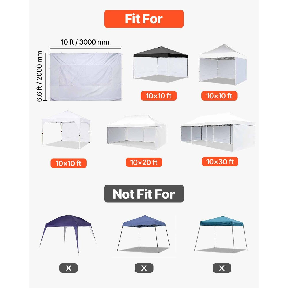 VEVOR Canopy Sidewalls, Fit for 10 x 10 ft Pop Up Canopy Tent, Tent Side Walls with Waterproof and Sunlight Protection