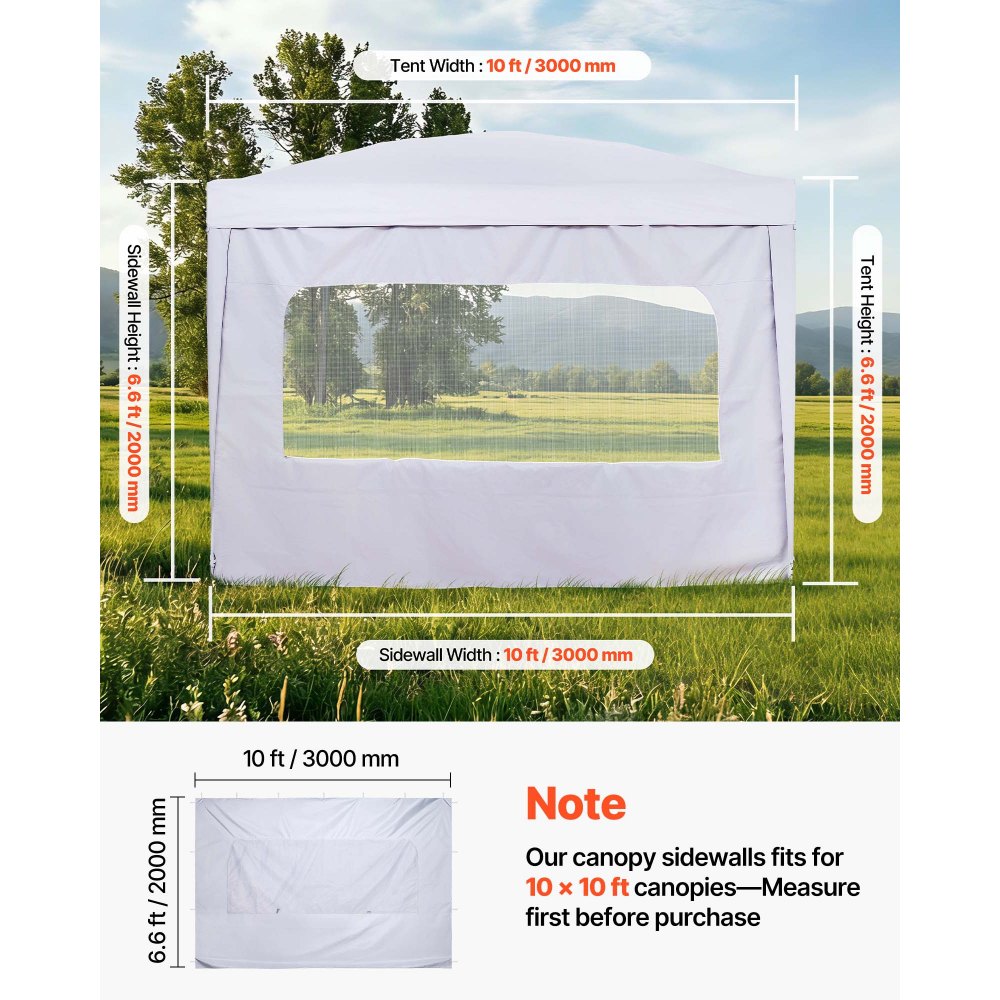 VEVOR Canopy Sidewalls, Fit for 10 x 10 ft Pop Up Canopy Tent, Tent Side Walls with Waterproof and Sunlight Protection