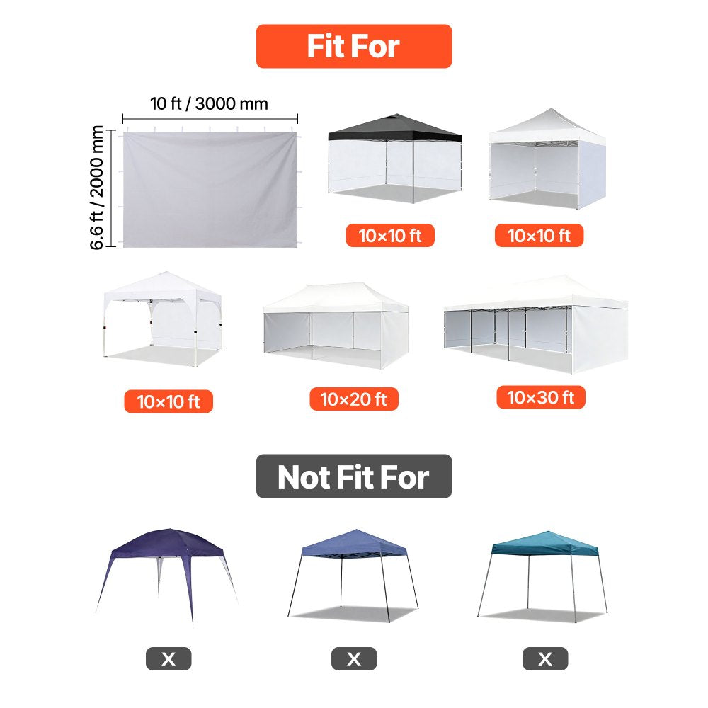 VEVOR Canopy Sidewalls, Fit for 10 x 10 ft Pop Up Canopy Tent, Tent Side Walls with Waterproof and Sunlight Protection