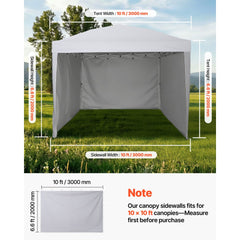 VEVOR Canopy Sidewalls, Fit for 10 x 10 ft Pop Up Canopy Tent, Tent Side Walls with Waterproof and Sunlight Protection