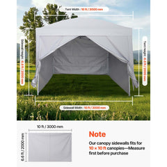 VEVOR Canopy Sidewalls, Fit for 10 x 10 ft Pop Up Canopy Tent, Tent Side Walls with Waterproof and Sunlight Protection