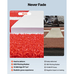 VEVOR Softball Pitching Mat, 10x3 ft Baseball Pitching Rubber Mound, Antifade Turf and Antislip Foam Backing Portable