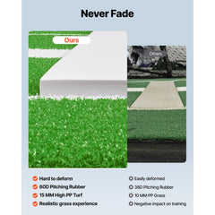 VEVOR Softball Pitching Mat, 10x3 ft Baseball Pitching Rubber Mound, Antifade Turf and Antislip Foam Backing Portable