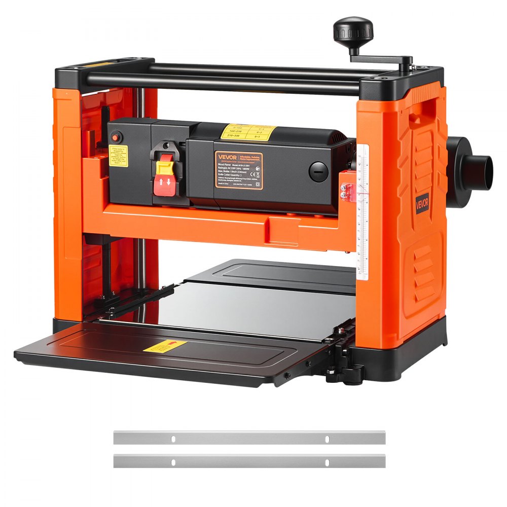 VEVOR Thickness Planer, Two-Blade, 13-Inch Width Worktable Power Benchtop Planer, 1800W 23500 RPM Powerful Motor, Dual