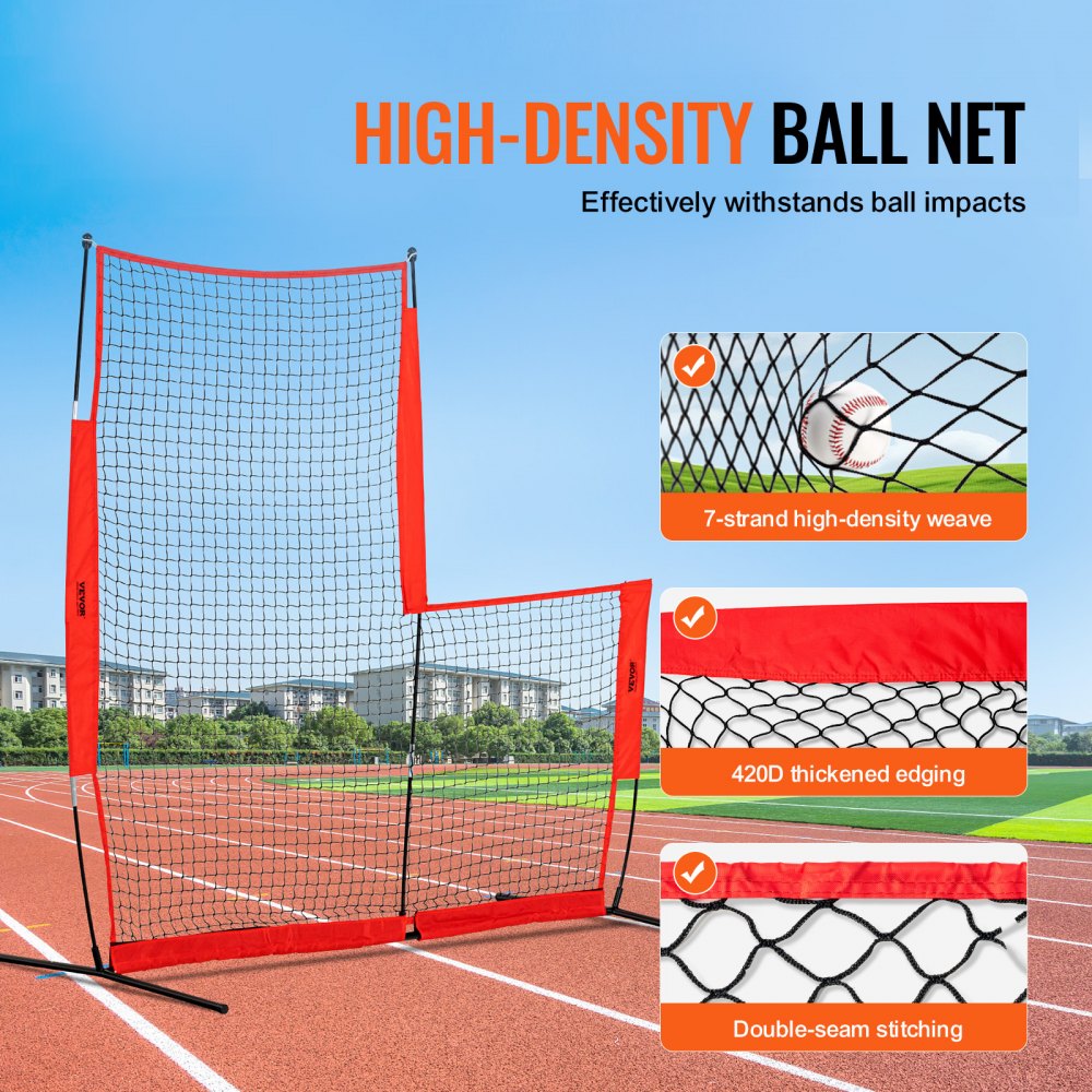 VEVOR L Screen Baseball for Batting Cage, 7x7 ft Baseball & Softball Safety Screen, Body Protector Portable Batting