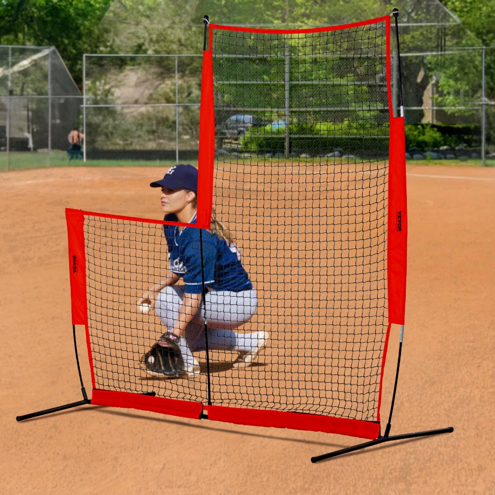 VEVOR L Screen Baseball for Batting Cage, 7x7 ft Baseball & Softball Safety Screen, Body Protector Portable Batting