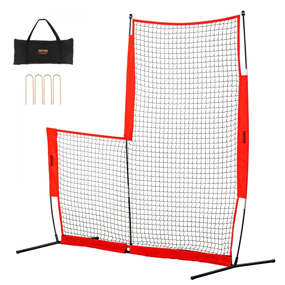 VEVOR L Screen Baseball for Batting Cage, 7x7 ft Baseball & Softball Safety Screen, Body Protector Portable Batting