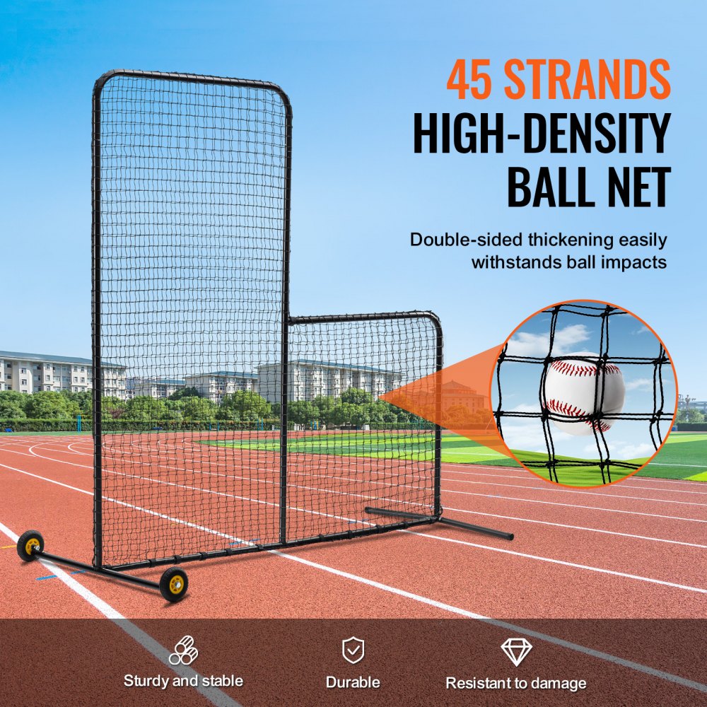 VEVOR L Screen Baseball for Batting Cage, 7x7 ft Softball Safety Screen, Body Protector Portable Batting Screen with