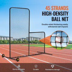 VEVOR L Screen Baseball for Batting Cage, 7x7 ft Softball Safety Screen, Body Protector Portable Batting Screen with