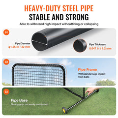 VEVOR L Screen Baseball for Batting Cage, 7x7 ft Softball Safety Screen, Body Protector Portable Batting Screen with