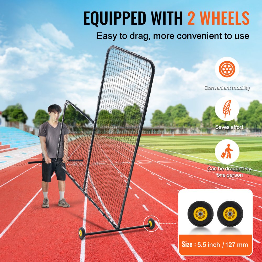 VEVOR L Screen Baseball for Batting Cage, 7x7 ft Softball Safety Screen, Body Protector Portable Batting Screen with