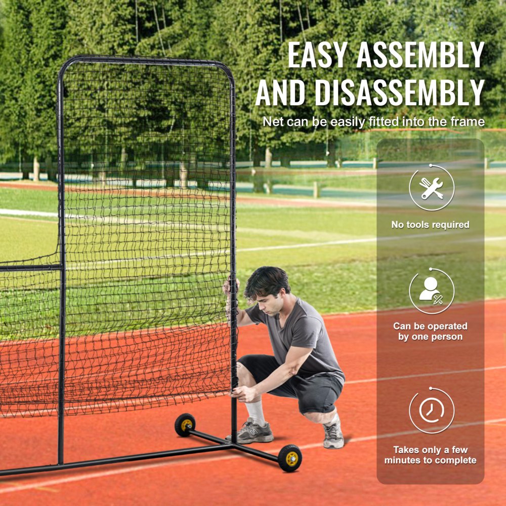 VEVOR L Screen Baseball for Batting Cage, 7x7 ft Softball Safety Screen, Body Protector Portable Batting Screen with
