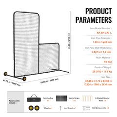 VEVOR L Screen Baseball for Batting Cage, 7x7 ft Softball Safety Screen, Body Protector Portable Batting Screen with