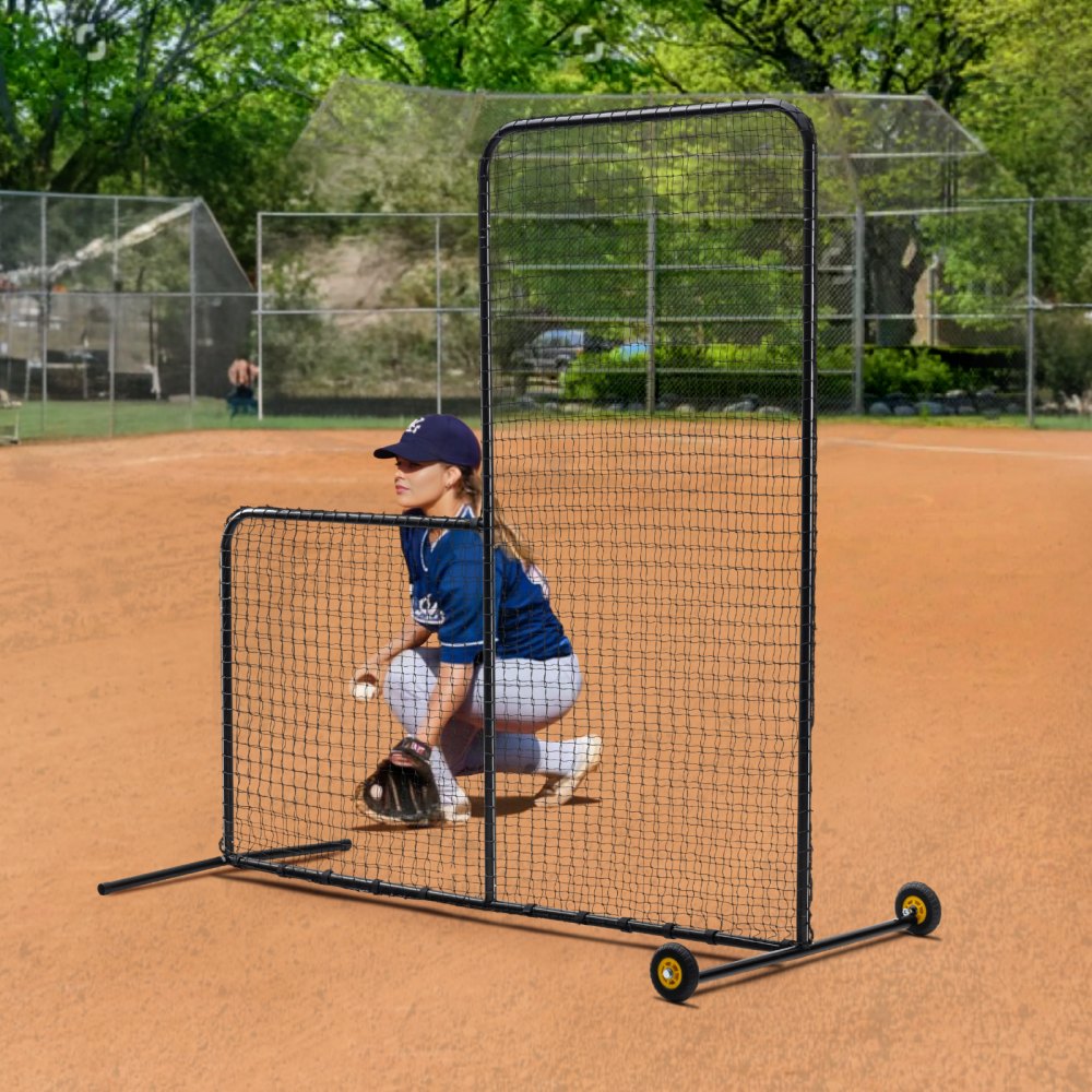 VEVOR L Screen Baseball for Batting Cage, 7x7 ft Softball Safety Screen, Body Protector Portable Batting Screen with