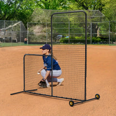 VEVOR L Screen Baseball for Batting Cage, 7x7 ft Softball Safety Screen, Body Protector Portable Batting Screen with