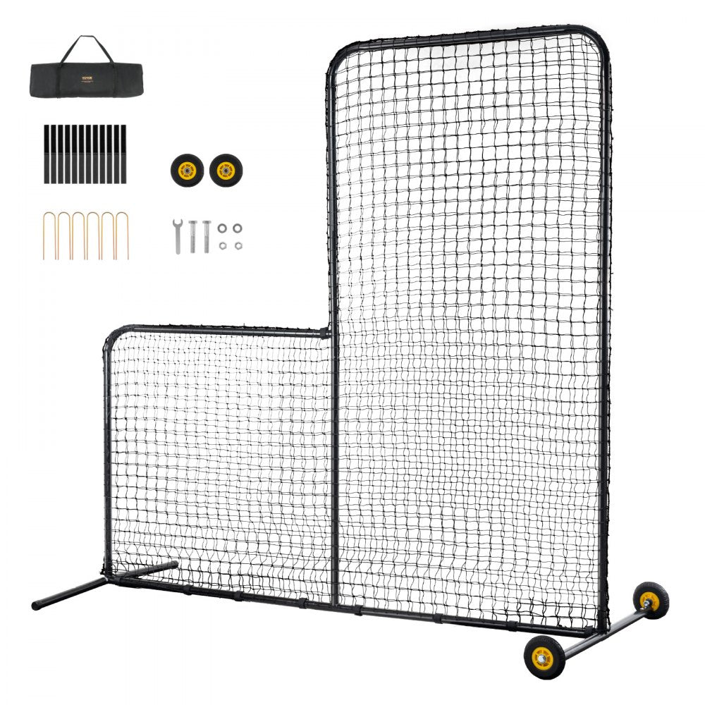 VEVOR L Screen Baseball for Batting Cage, 7x7 ft Softball Safety Screen, Body Protector Portable Batting Screen with