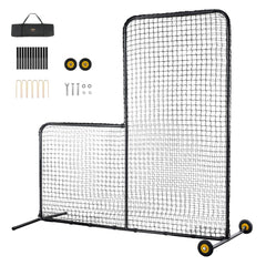 VEVOR L Screen Baseball for Batting Cage, 7x7 ft Softball Safety Screen, Body Protector Portable Batting Screen with