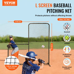 VEVOR L Screen Baseball for Batting Cage, 7x7 ft Baseball Softball Safety Screen, Body Protector Portable Batting
