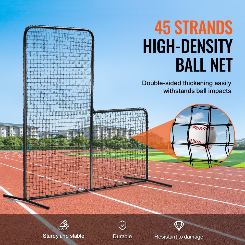 VEVOR L Screen Baseball for Batting Cage, 7x7 ft Baseball Softball Safety Screen, Body Protector Portable Batting