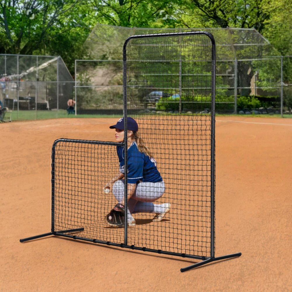 VEVOR L Screen Baseball for Batting Cage, 7x7 ft Baseball Softball Safety Screen, Body Protector Portable Batting