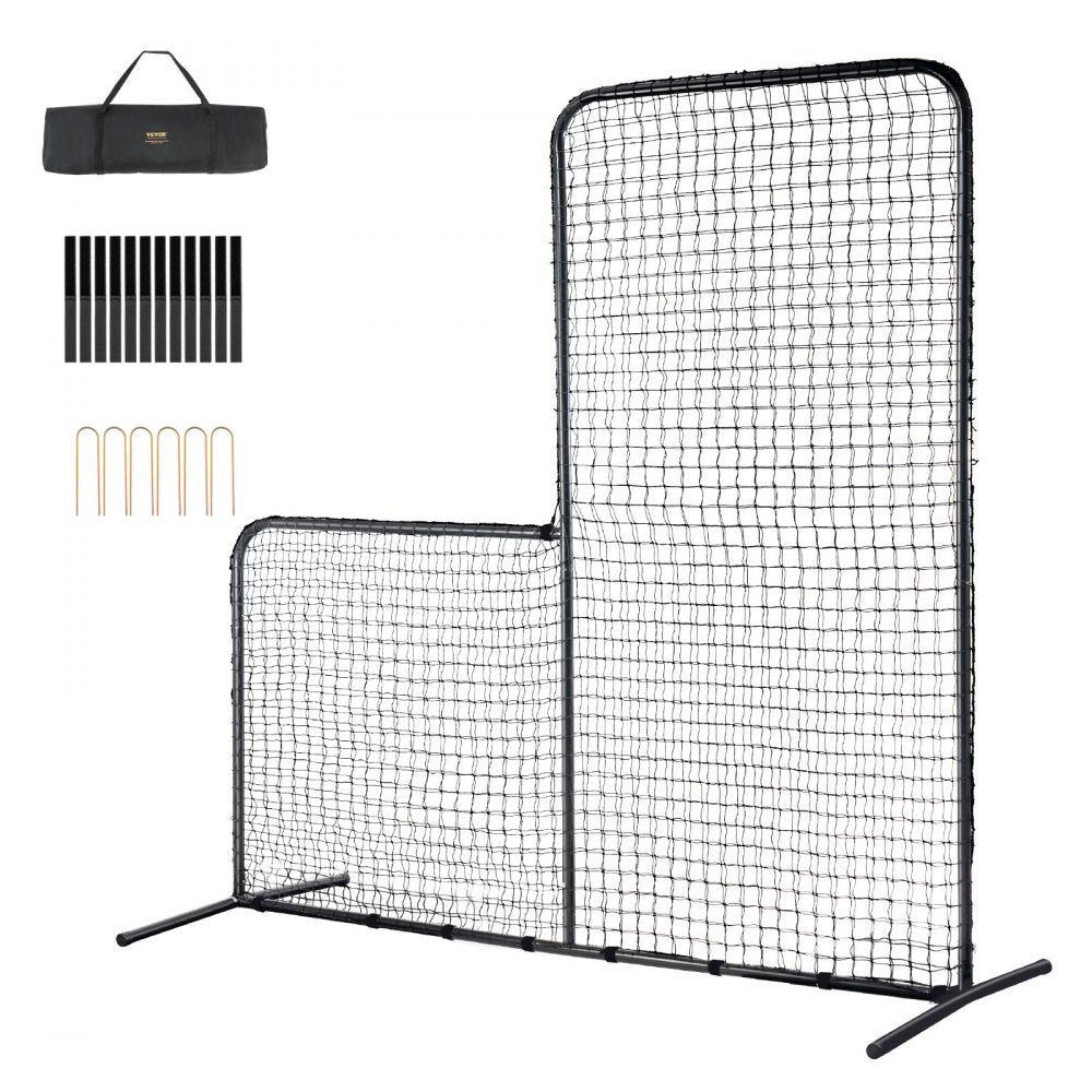 VEVOR L Screen Baseball for Batting Cage, 7x7 ft Baseball Softball Safety Screen, Body Protector Portable Batting
