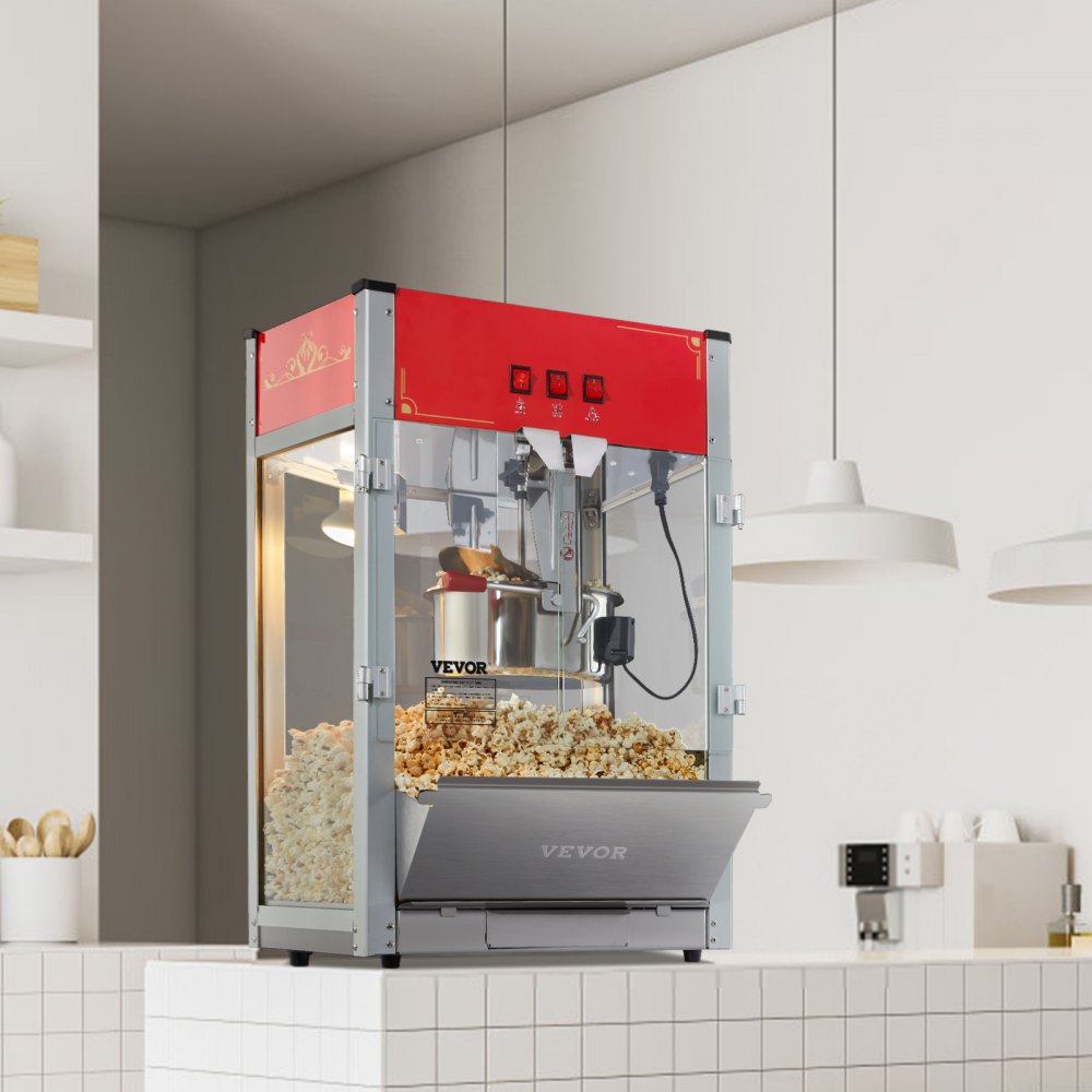 VEVOR Popcorn Maker, 1440W Popcorn Popper Machine, 12 Oz Kettle Makes 80 Cups per Batch, Countertop Popcorn Maker with