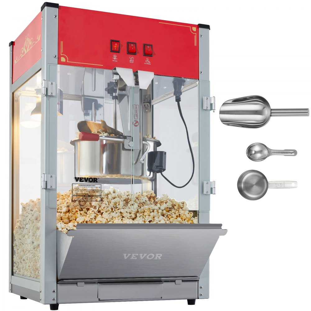 VEVOR Popcorn Maker, 1440W Popcorn Popper Machine, 12 Oz Kettle Makes 80 Cups per Batch, Countertop Popcorn Maker with