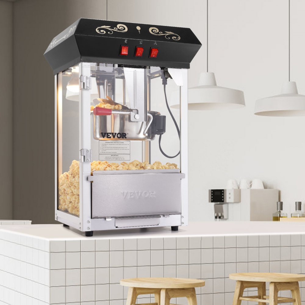 VEVOR Popcorn Maker, 850W Popcorn Popper Machine, 8 Oz Kettle Makes 48 Cups per Batch, Countertop Popcorn Maker with