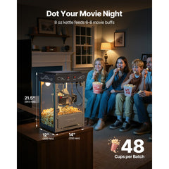 VEVOR Popcorn Machine, 8oz Stainless Steel Kettle, 800W Commercial Countertop Popcorn Maker, 48 Cups per Batch Theater
