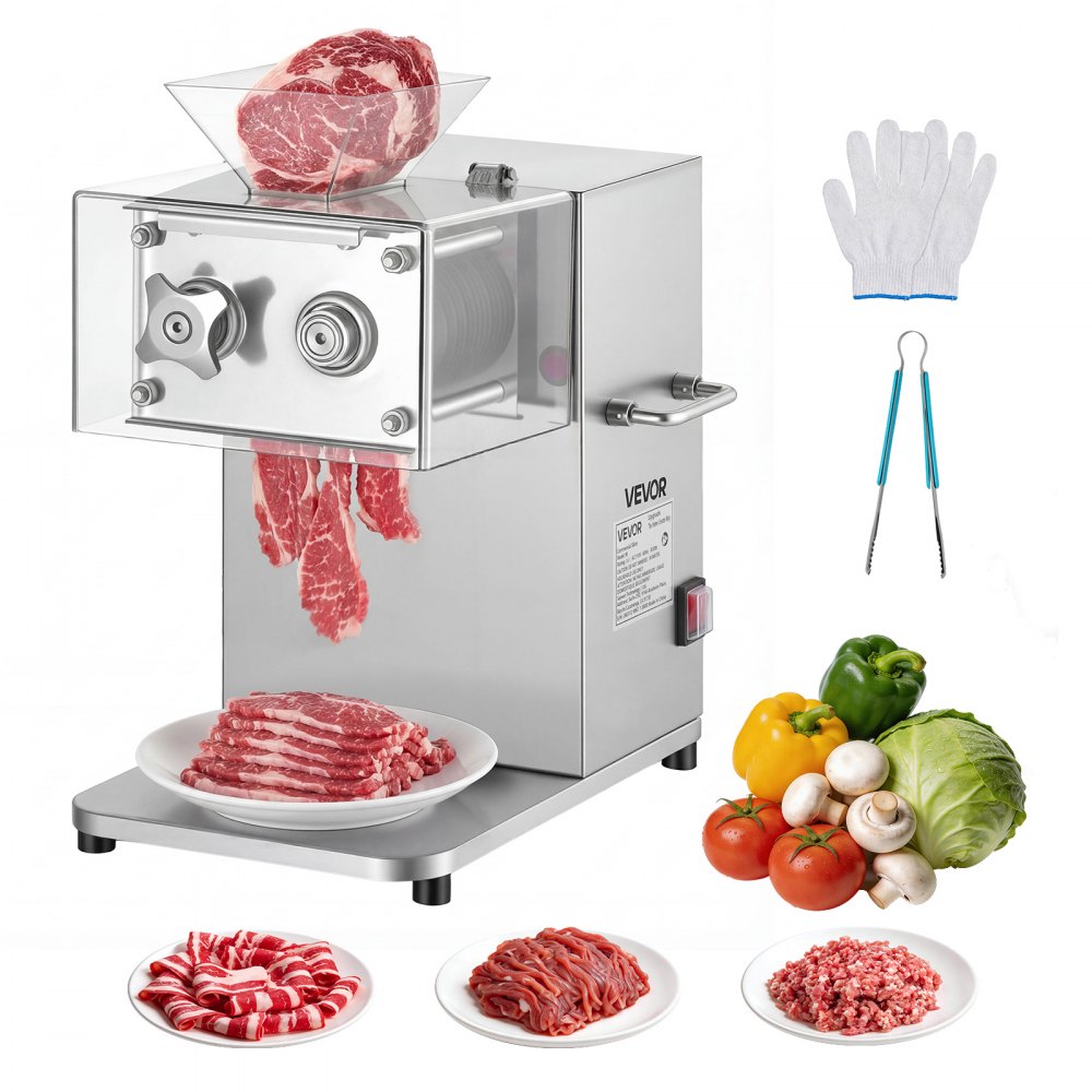 VEVOR Meat Cutting Machine, 850W Commercial Slicer, 5mm Heavy Duty Stainless Steel Blade Shredder for Boneless Meat